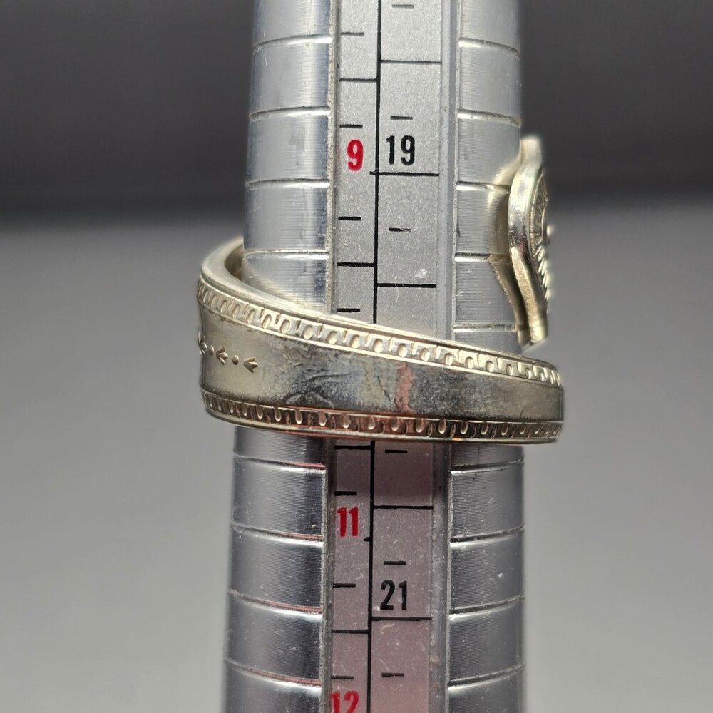 VTG Monarch Plate Silver Spoon Ring Size 10 Ornate Floral Pattern 15.61g - Picture 6 of 10